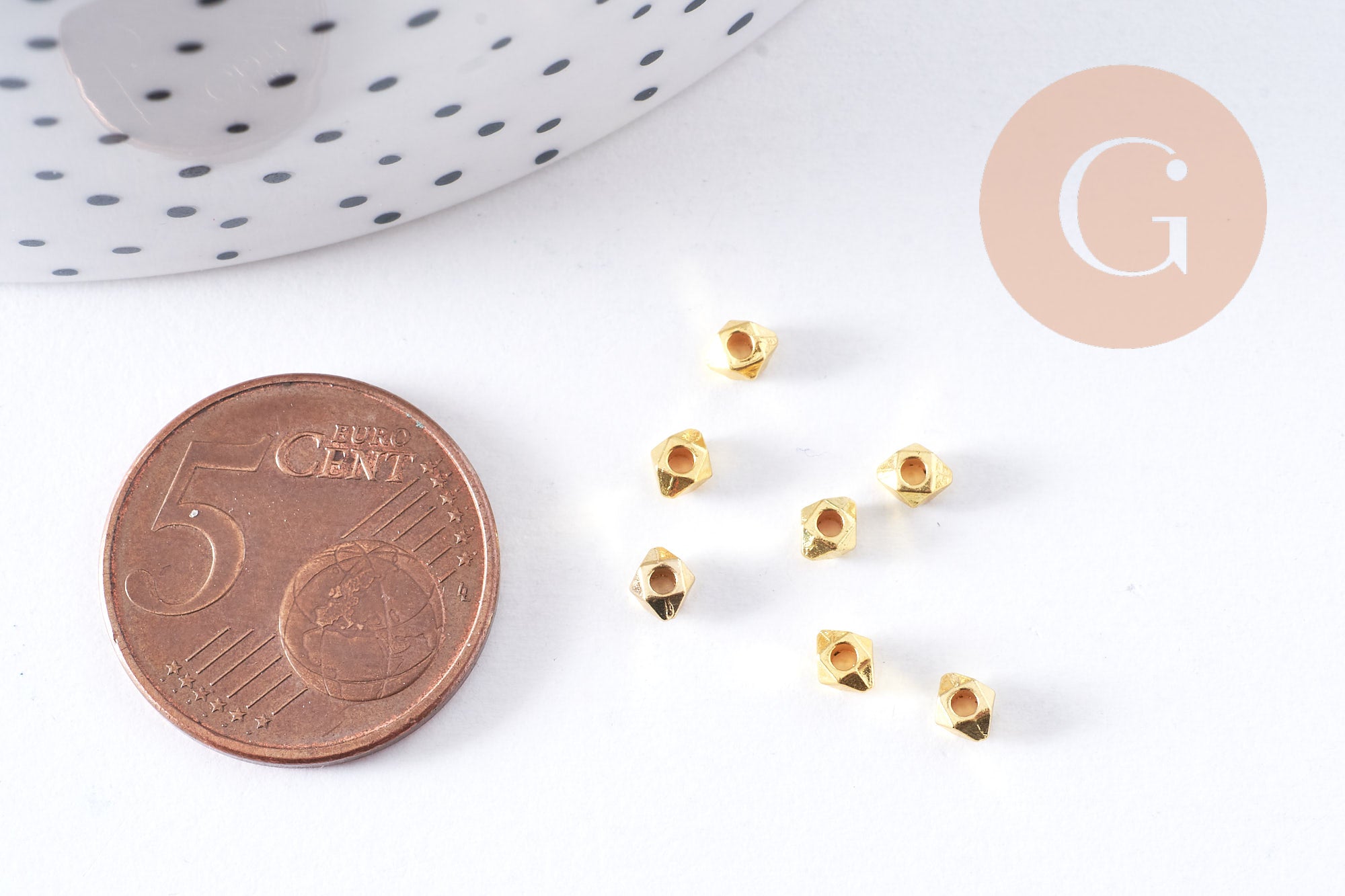Gingerlily Perles hexagonale zamac doré 4x3.5mm lot 50 facettée
