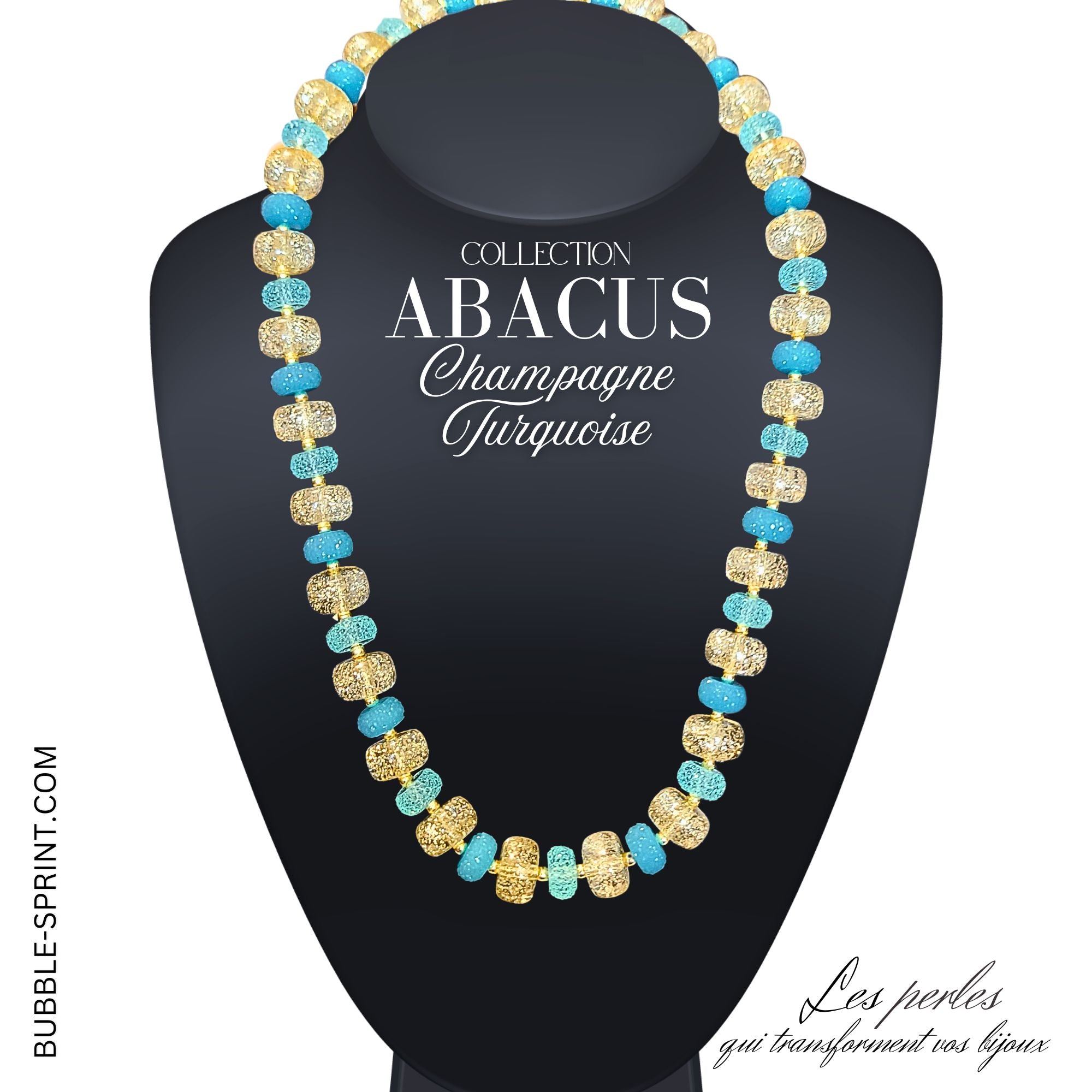 ARTSHOP Abacus Collier Champagne Turquoise Kit 54 cm