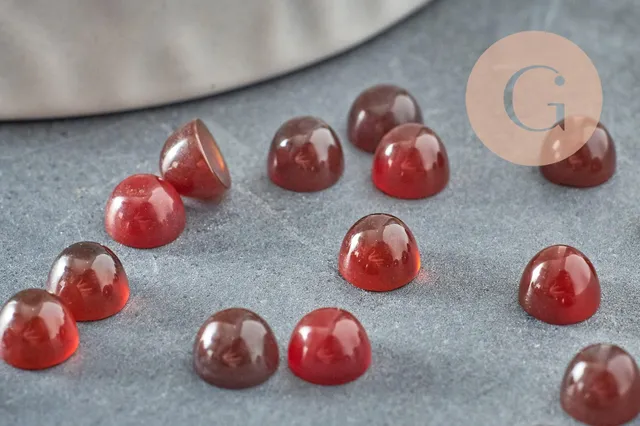 Gingerlily Cabochon agate orange 5 mm à coller x1