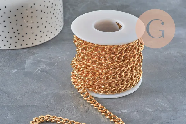 Gingerlily Chaînes Chaîne maille courbe dorée 10mm au mètre G11232