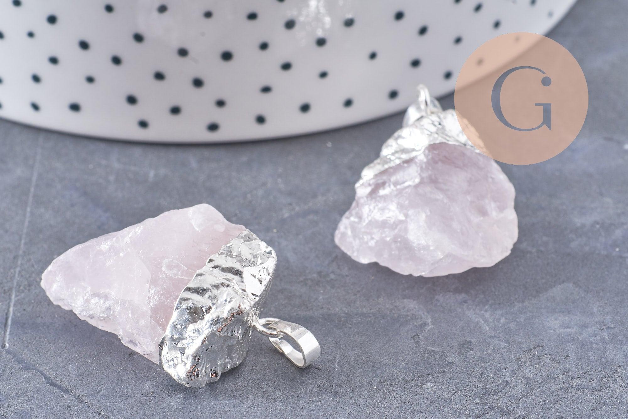 Gingerlily Pendentifs Pendentif quartz rose brut 22-55mm x1