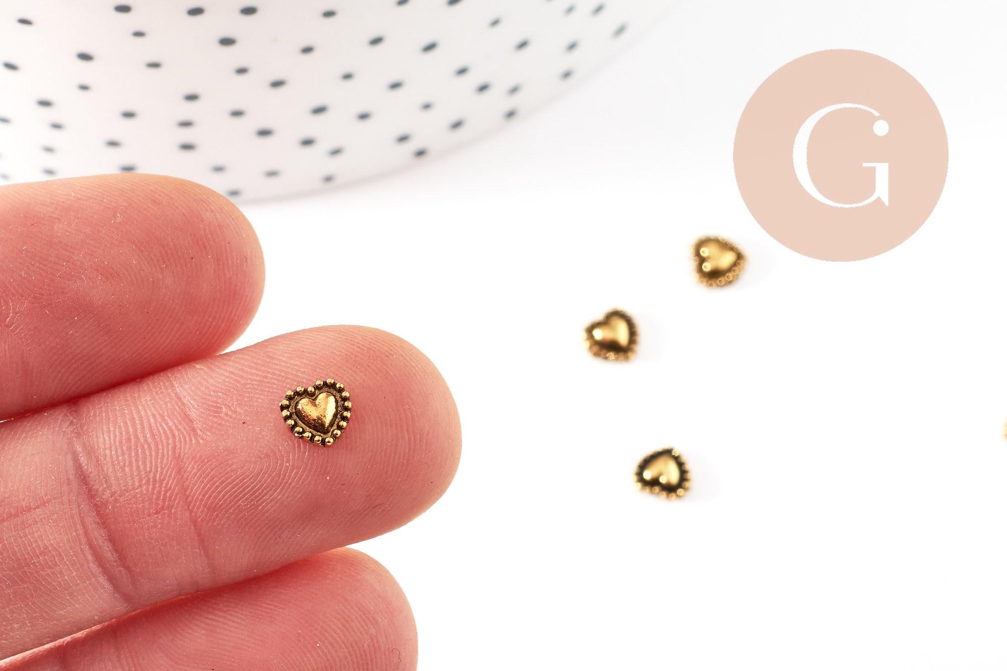 Gingerlily G9384 charm coeur zamac doré 5mm à coller