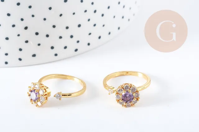 Gingerlily Apprêts bague rotative laiton doré zircons 18,5 mm x1