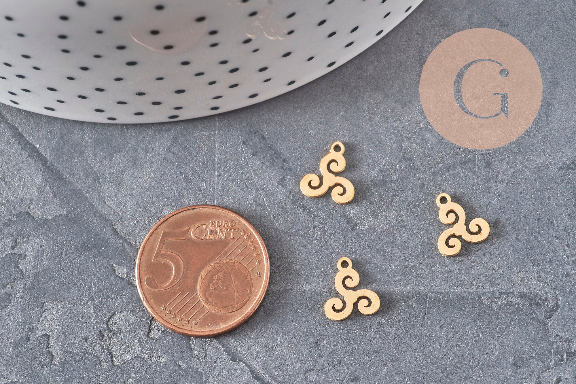 Gingerlily G11316 pendentif triskel acier doré 10mm x1