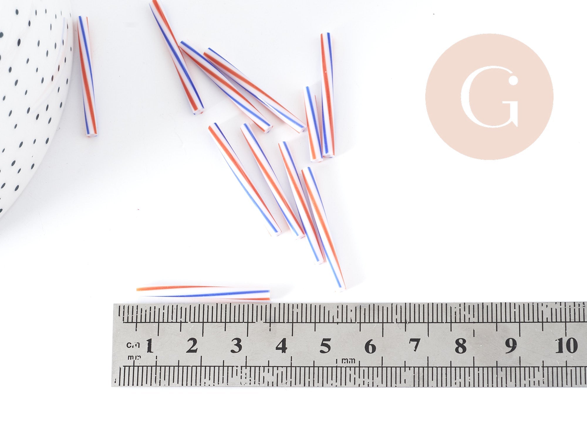 Gingerlily G8987 perles rocaille tubes bleu blanc rouge 30mm 10g