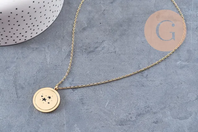 Gingerlily Bijoux personnalisés G10928 collier rotatif doré sans gravure