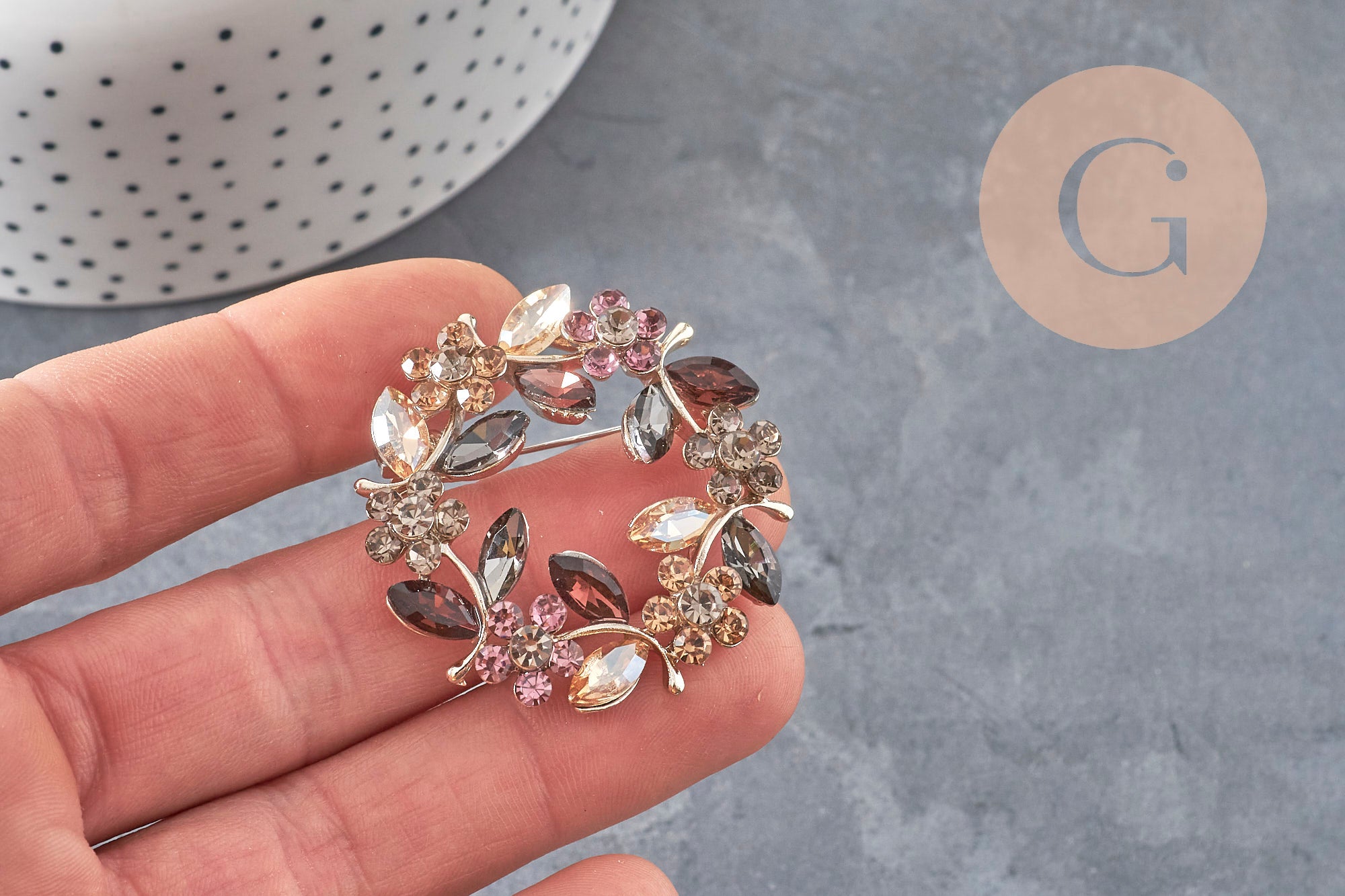 Gingerlily G11256 broche fleur zircons multicolore 41 mm