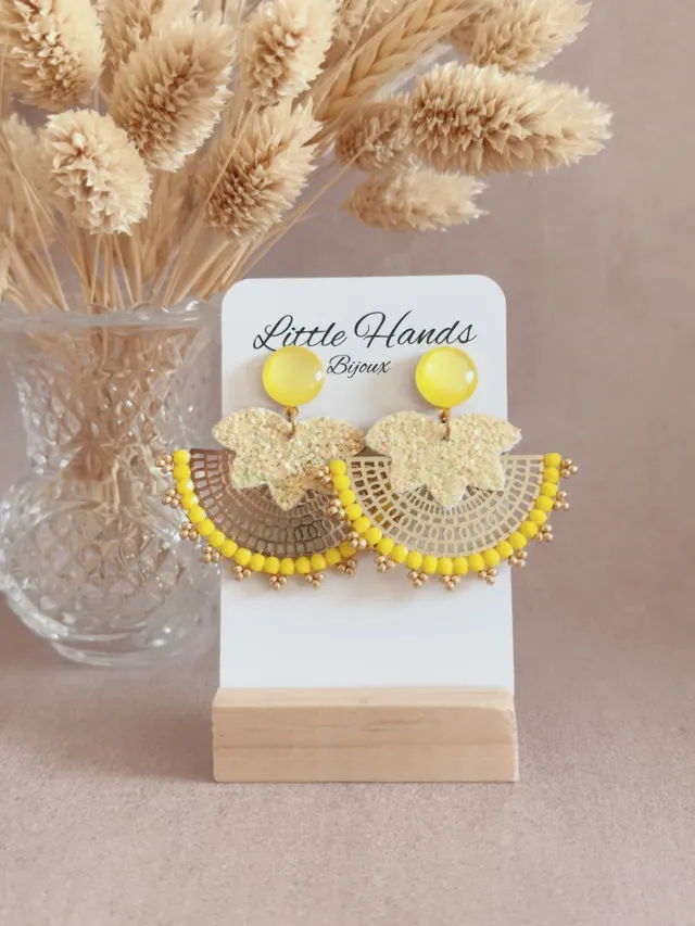 Little Hands Bijoux Aglaée boucles d'oreilles Lemon Fizz jaune