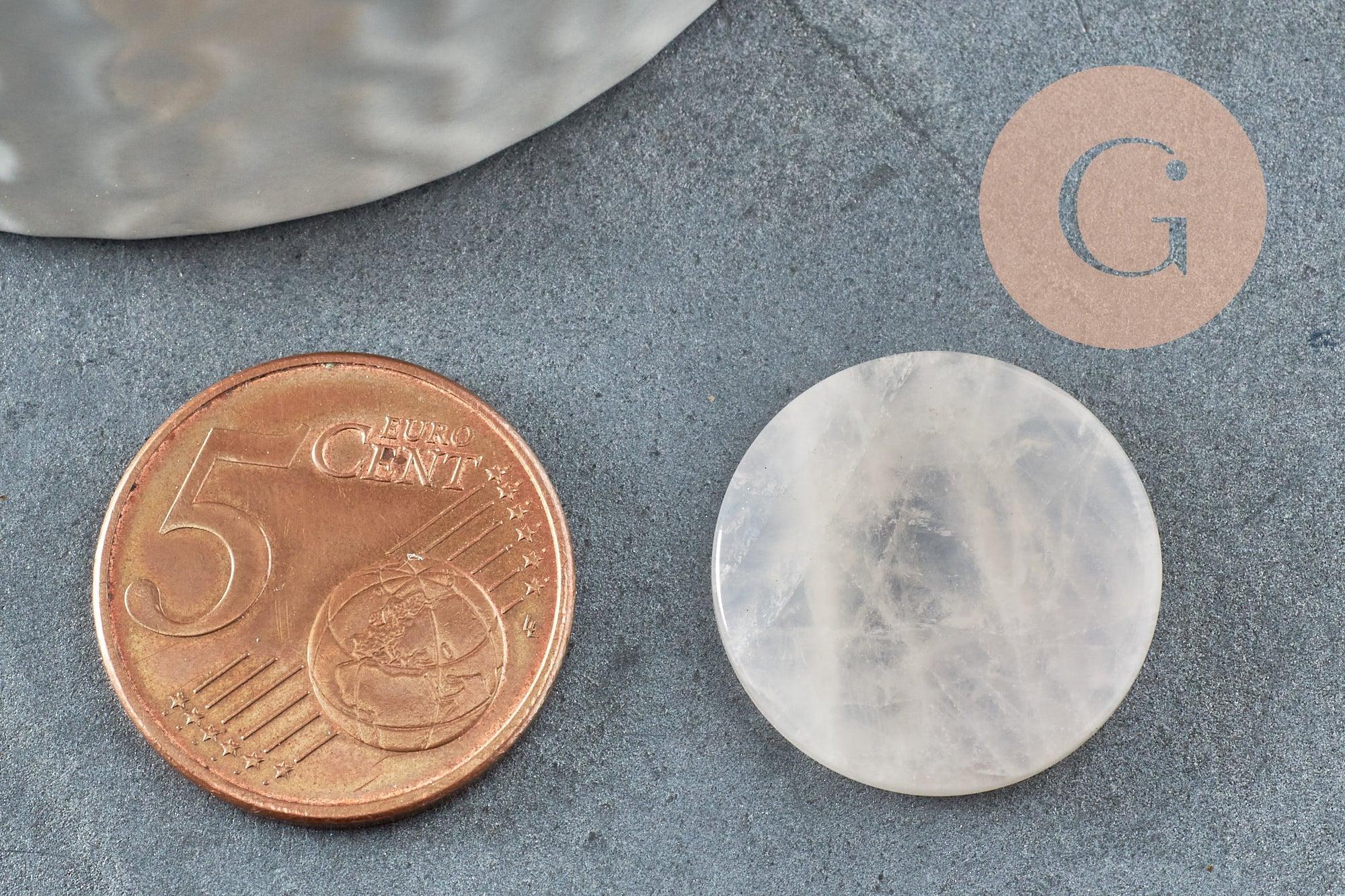 Gingerlily quartz rose cabochon disque 20mm x1 rose