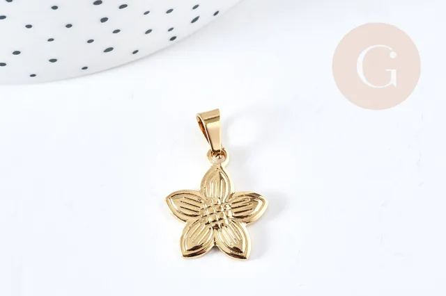 Gingerlily Perles Fleur G8722 pendentif acier doré 20mm x1