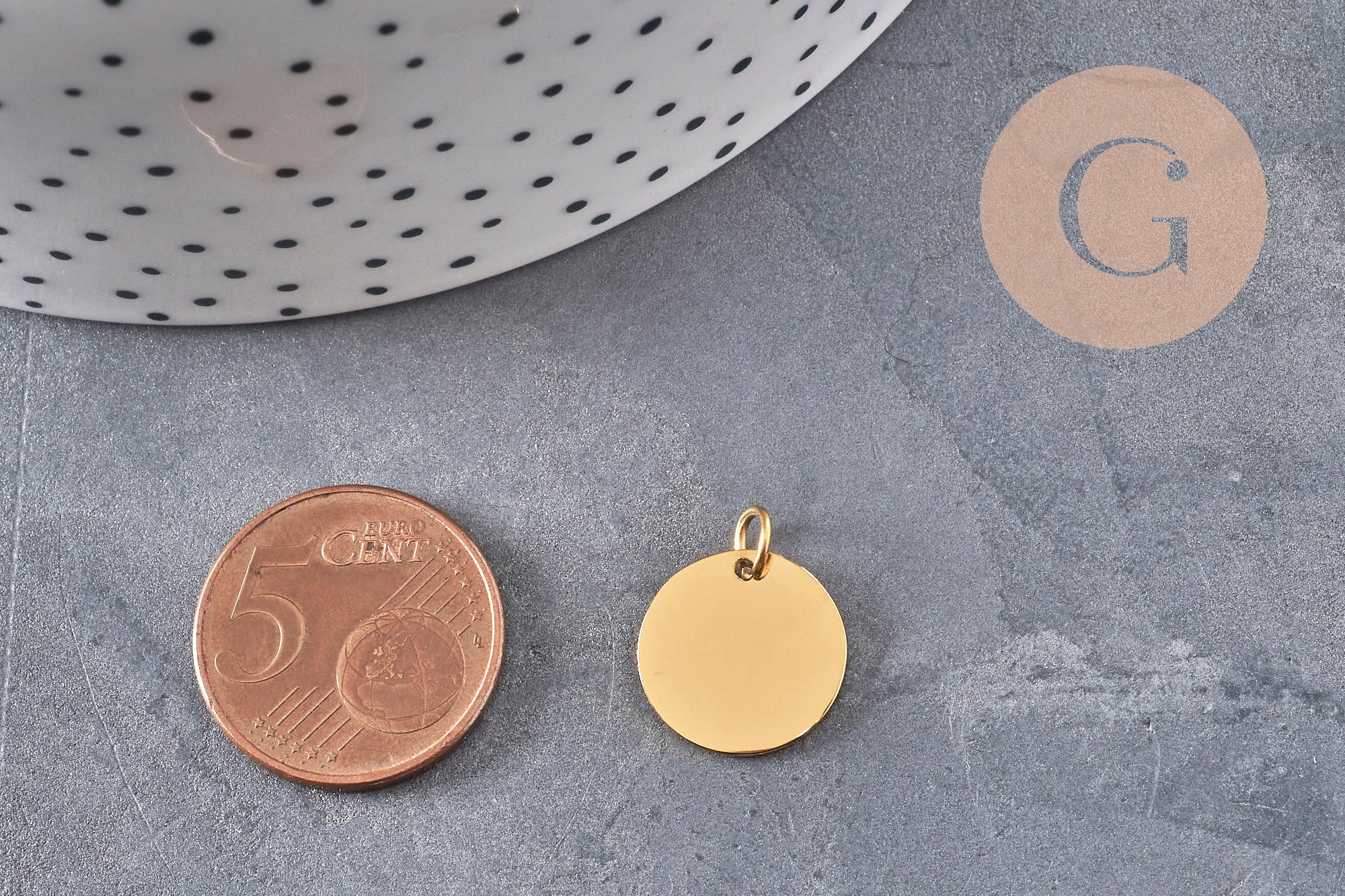 Gingerlily Pendentif rond doré 14mm G11143 sans gravure