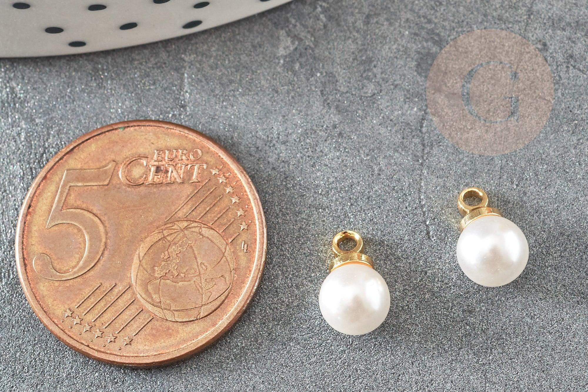 Gingerlily Pendentifs bijoux DIY G9365 pendentif perle blanche 10mm x2