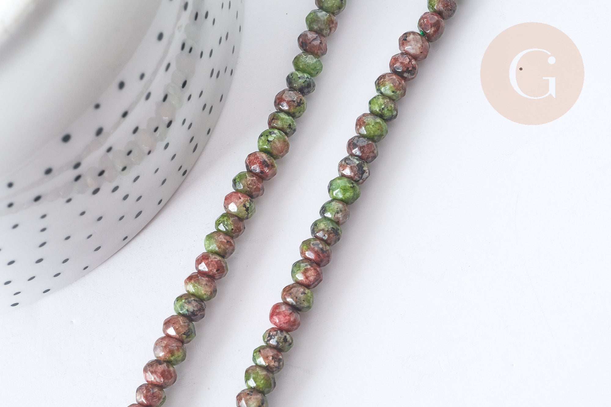 Gingerlily Perles jaspe sésame perles rondelles 6x4mm fil 37cm
