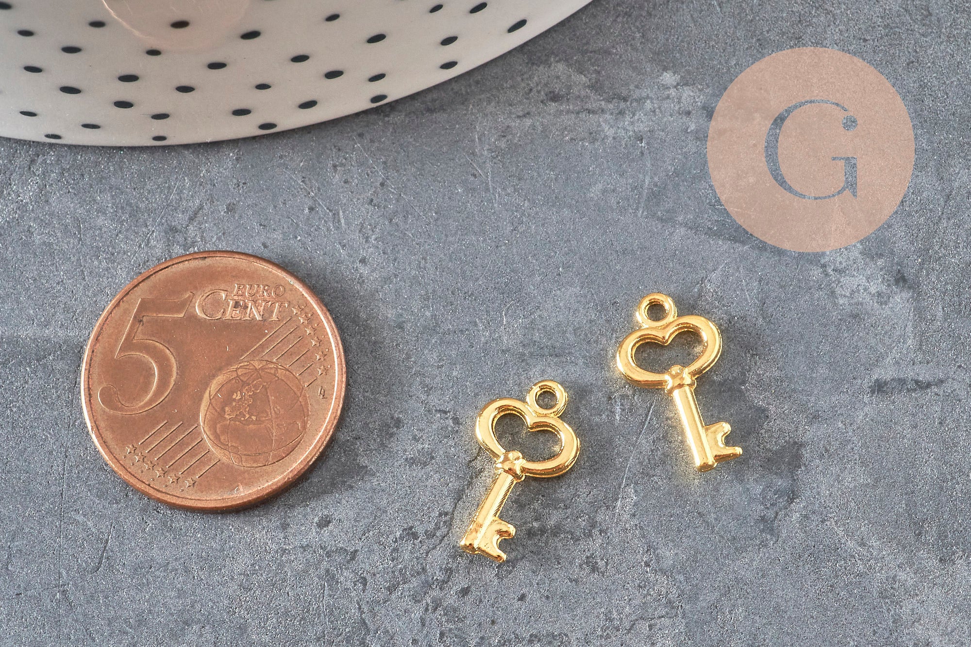 Gingerlily G11227 breloque clef zamac doré 15,5mm x10