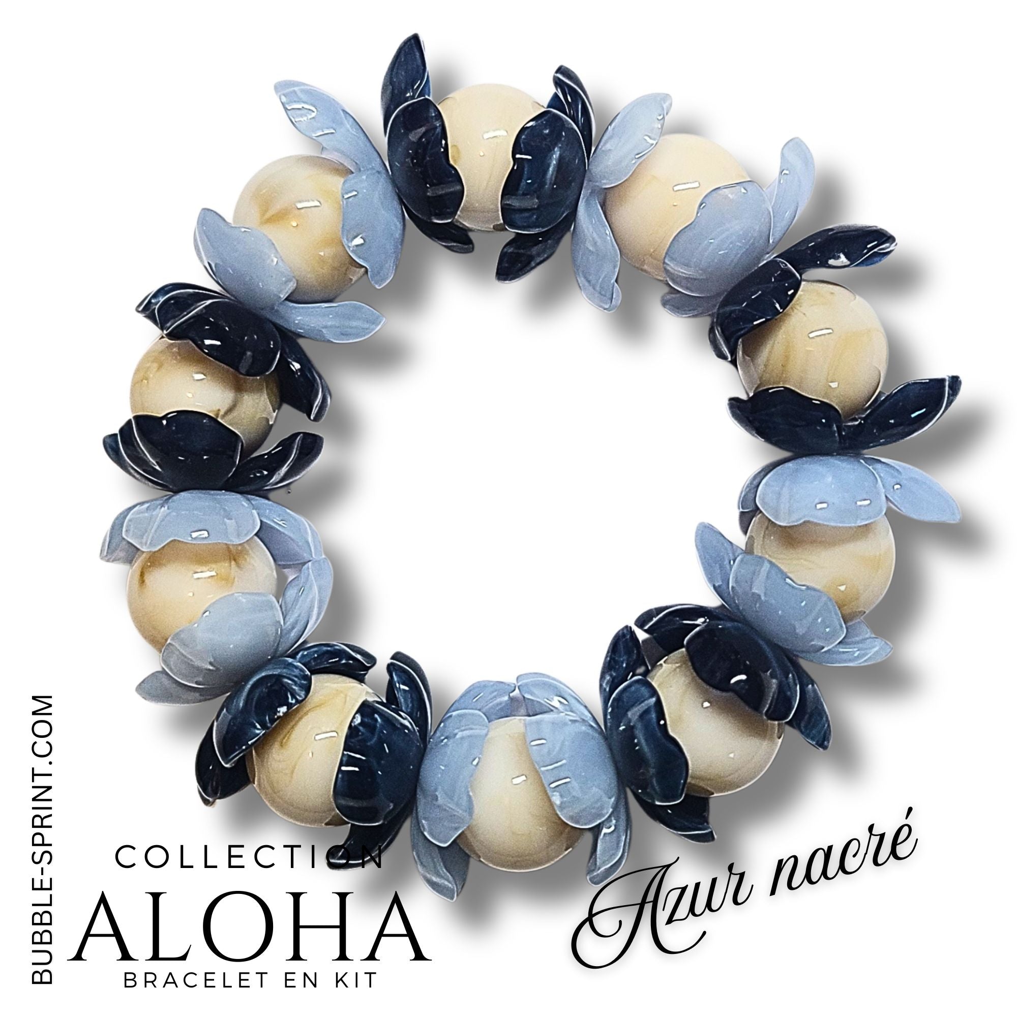 Artshop Aloha kit bracelet azur nacré perles 16mm