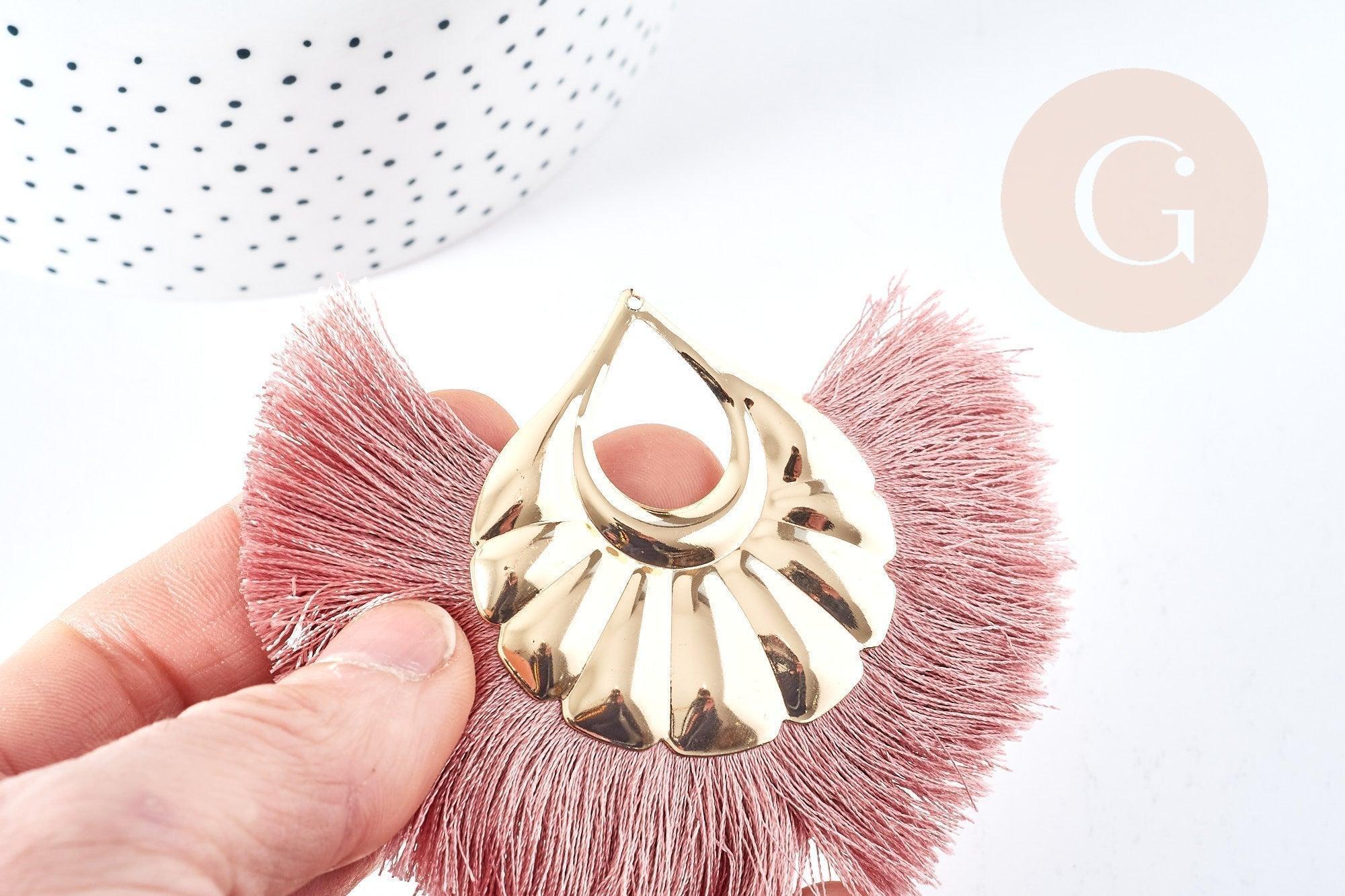 Gingerlily Pendentifs G8374 pompon rose clair doré 85mm x2