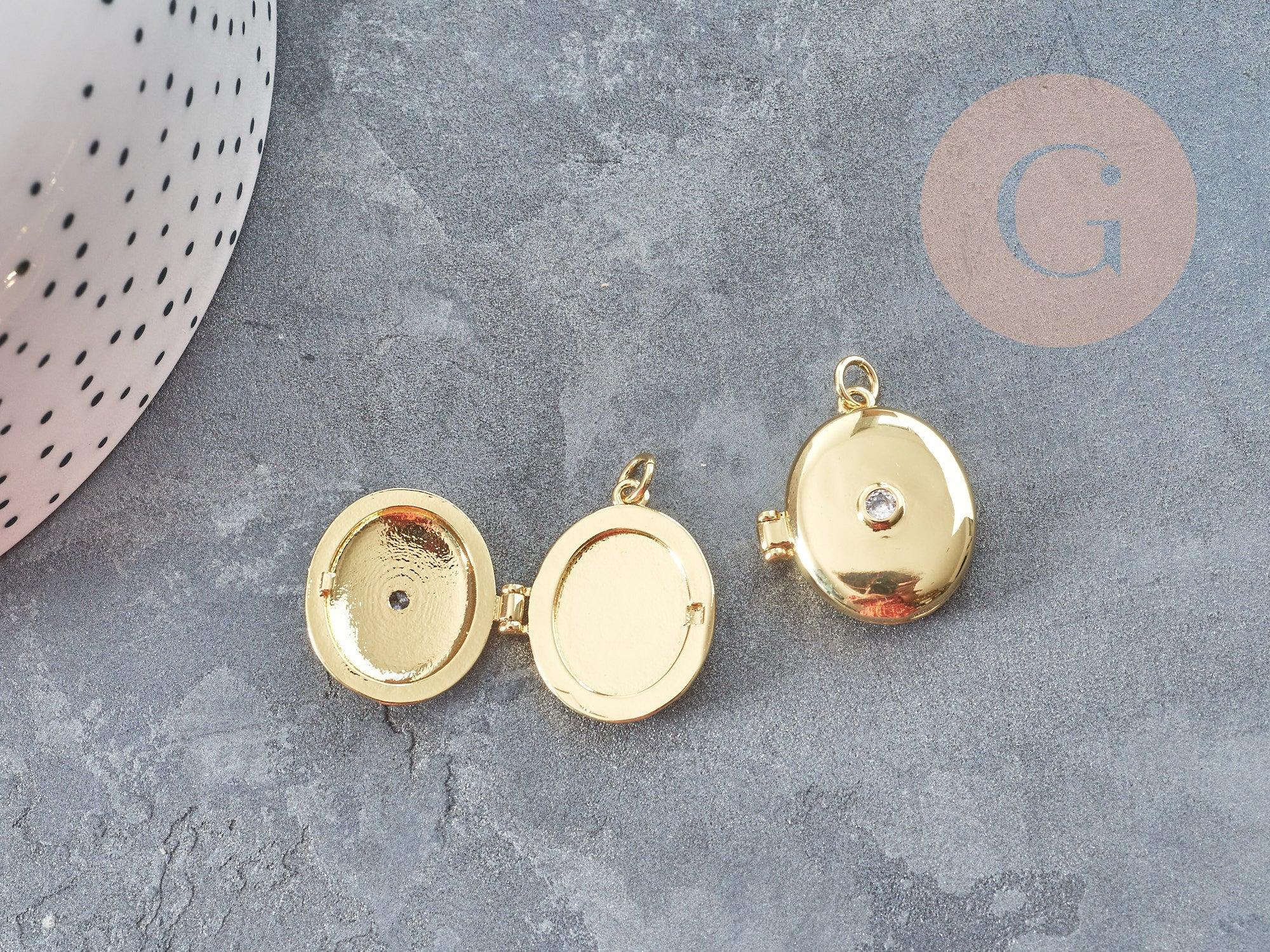 Gingerlily G9046 pendentif locket ovale doré zircon