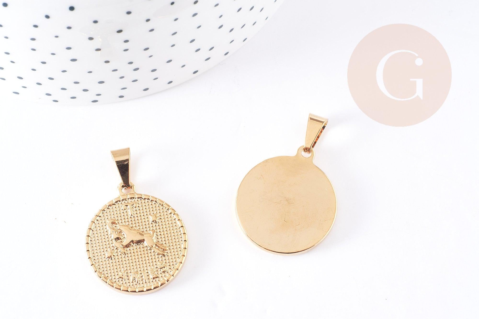 Gingerlily Bijoux personnalisés G6114 médaille Bélier dorée