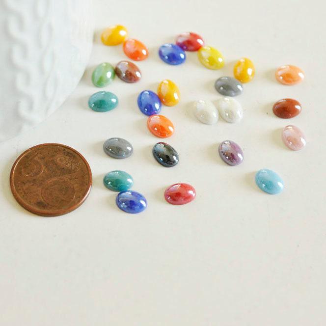 Gingerlily Porcelaine G1375 cabochon ovale 8x6mm irisé x10
