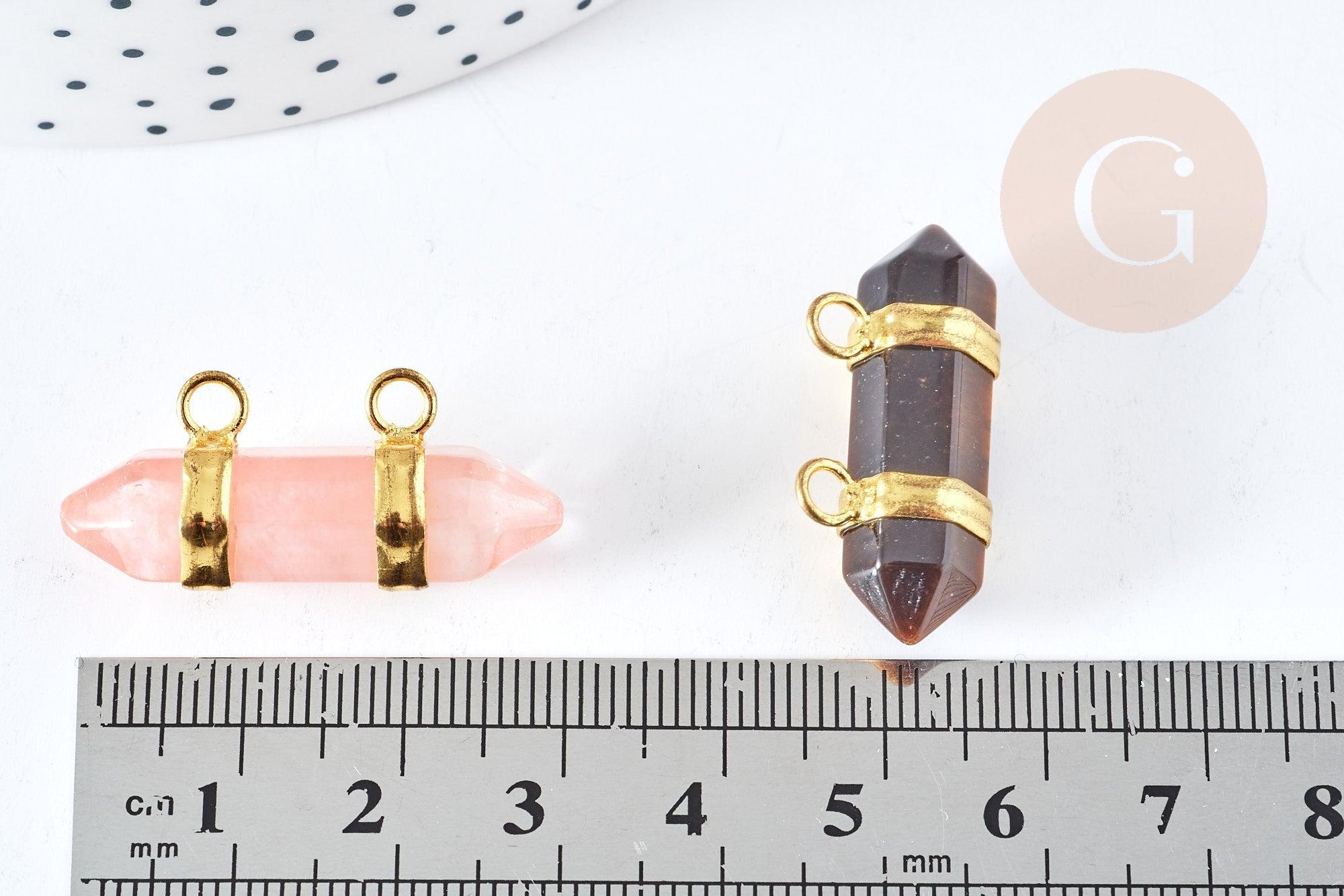 Gingerlily Pendentif Pointe Double Pierre Zamac Doré 33 mm x1