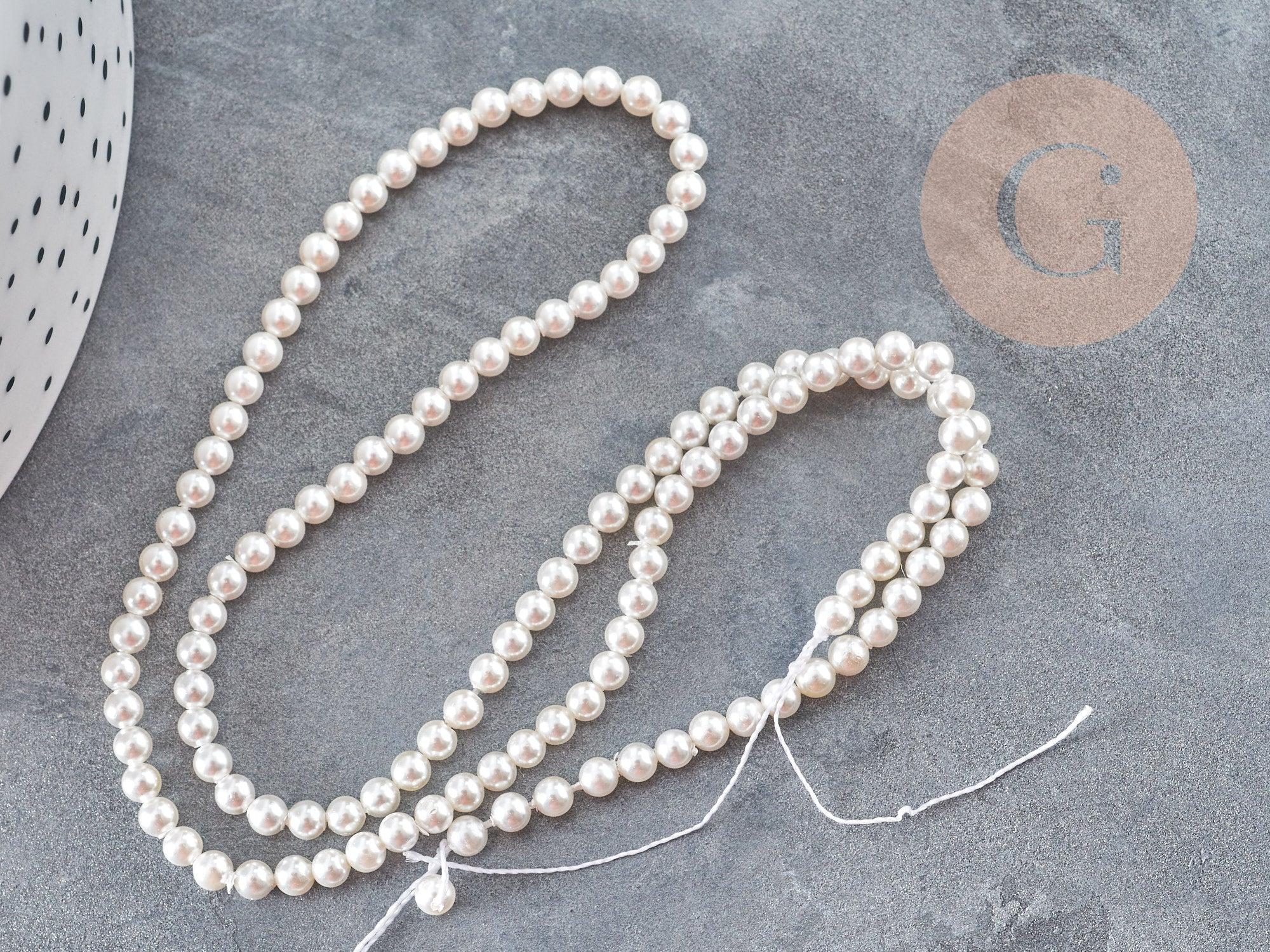 Gingerlily Perles rondes nacre blanche naturelle 3mm fil 41cm
