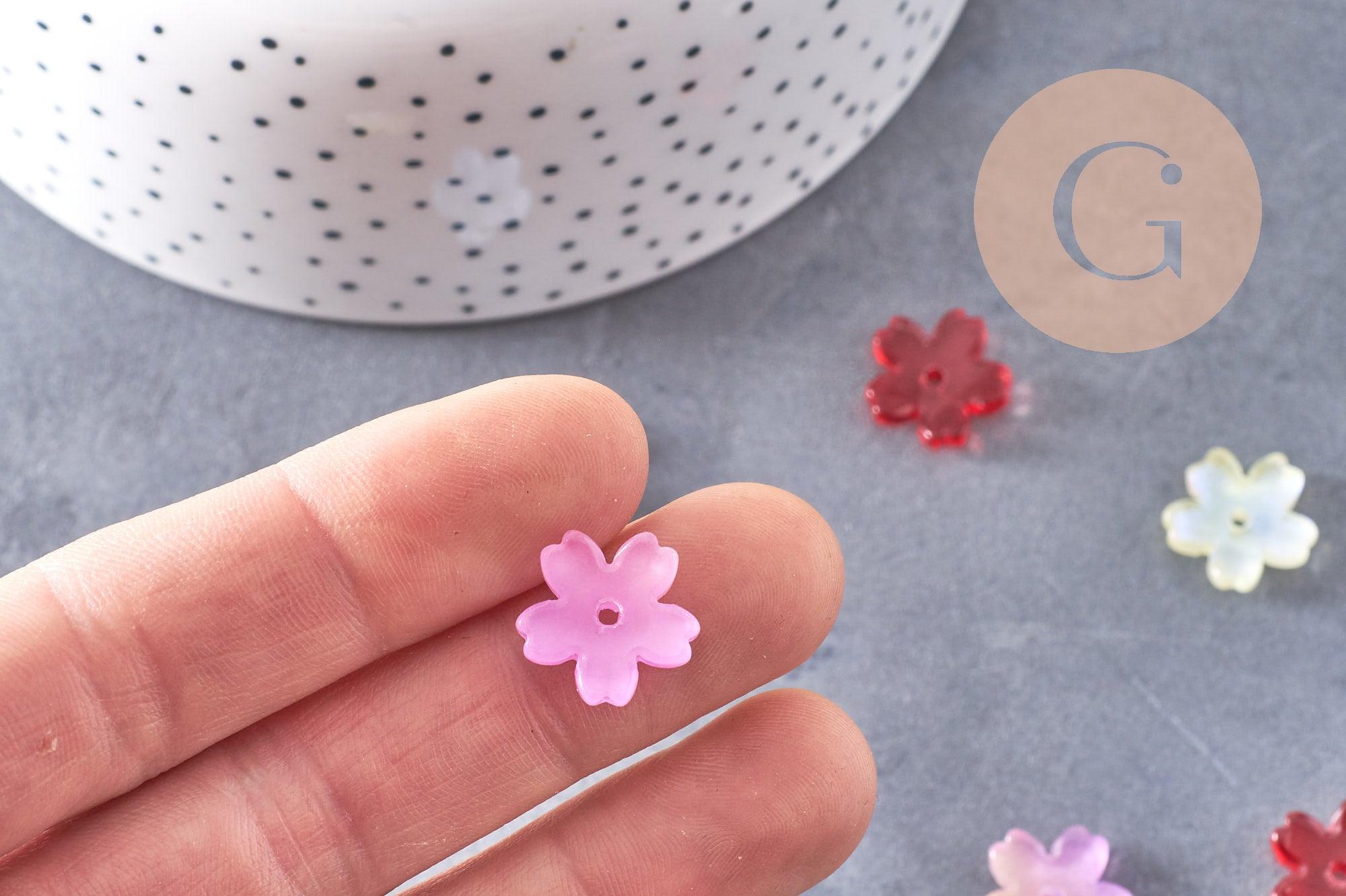 Gingerlily Perles Fleur verre jaune 14,5 mm x10 paillettes