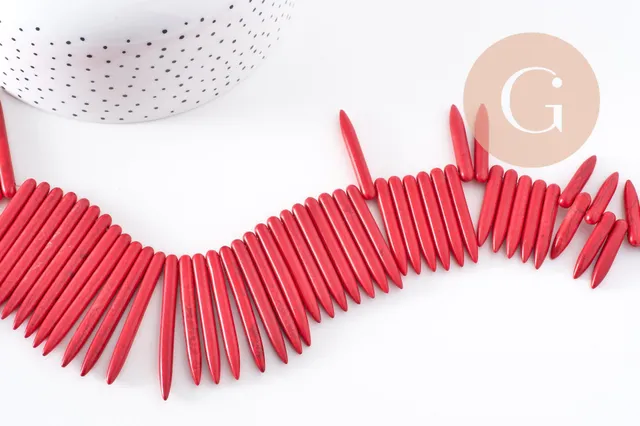 Gingerlily Perles pierre howlite rouge pointes 18-43mm fil
