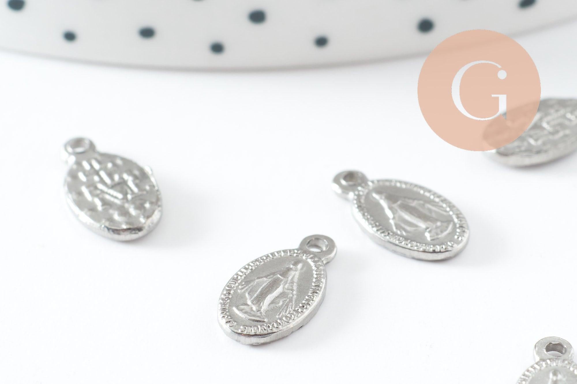 Gingerlily Médaille Vierge ovale platine 12,5mm x2