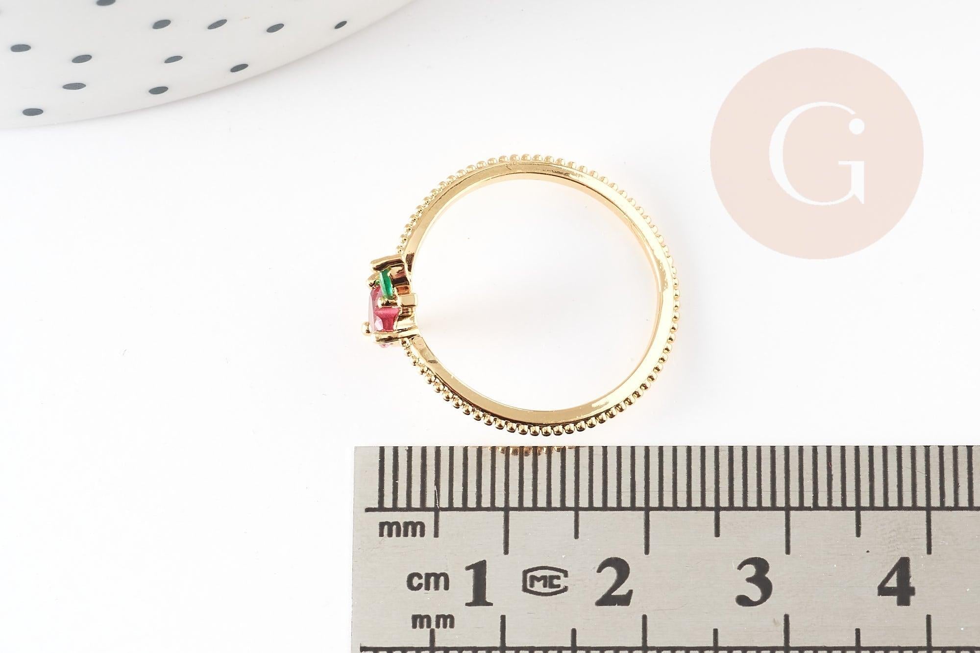 Gingerlily Bague G9156 fraise laiton doré 16K taille 54