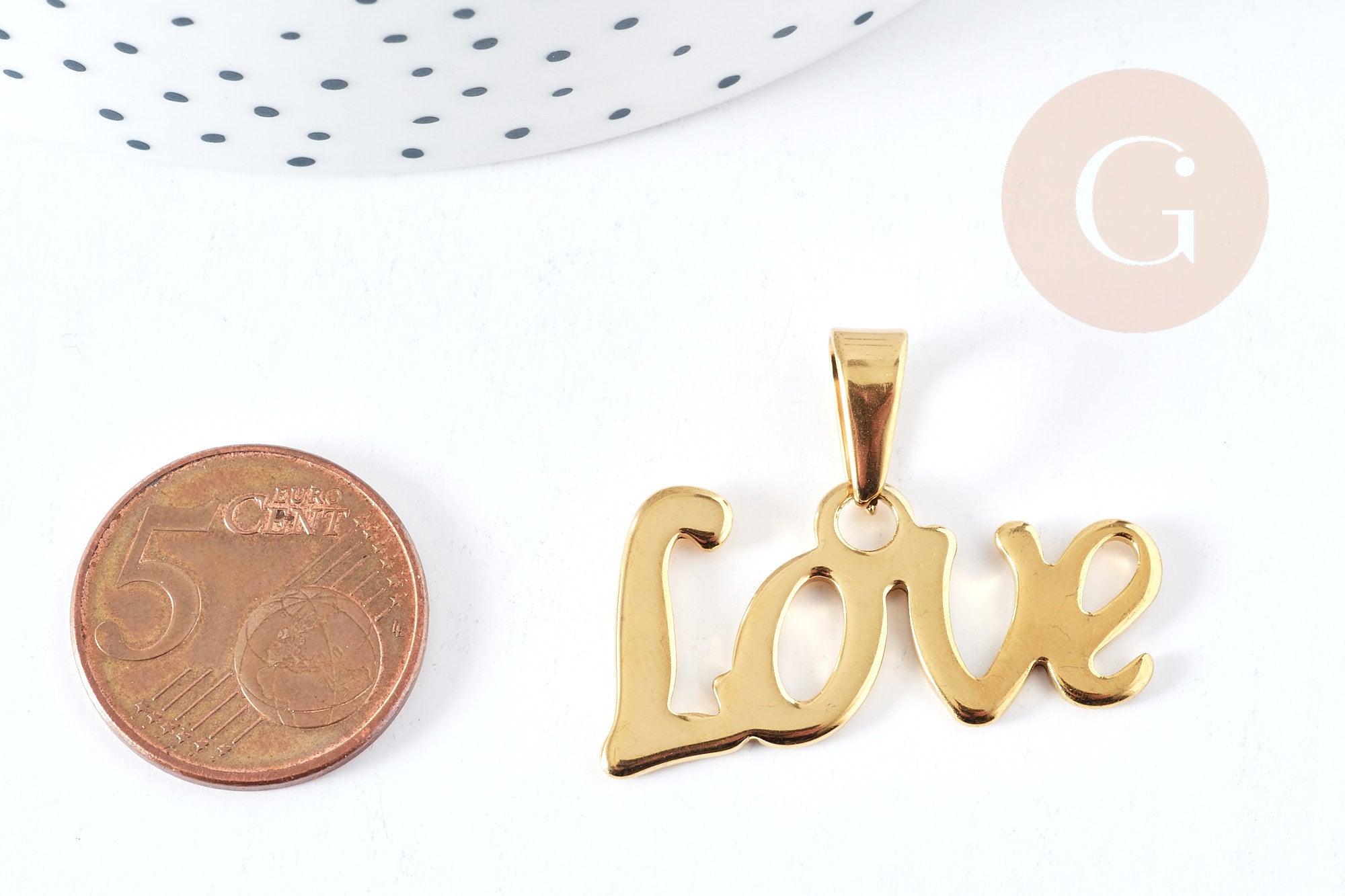 Gingerlily Pendentif Love G8857 acier doré 34,5mm lettre x1