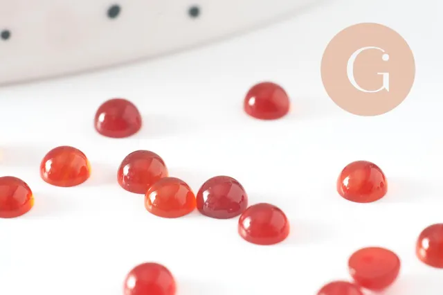 Gingerlily Perles G10034 cabochon agate rouge rond 4mm