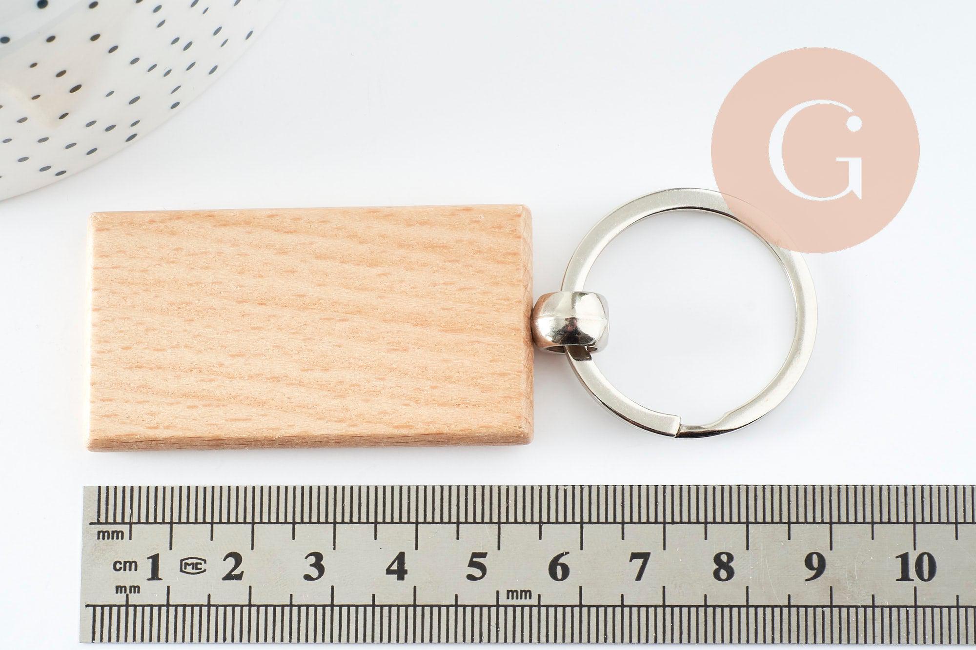 Gingerlily Porte-clé rectangle bois personnalisable 63,5mm x1