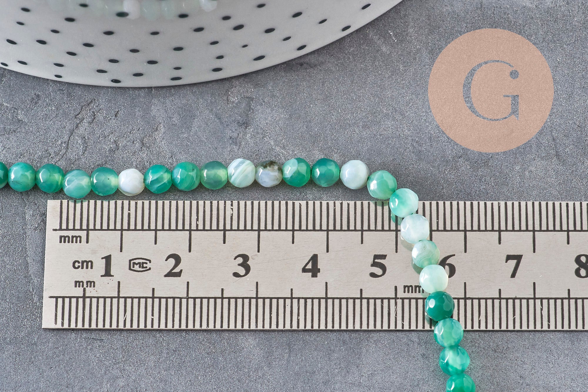 Gingerlily Perles agate rayée verte facettées 4mm fil 38cm