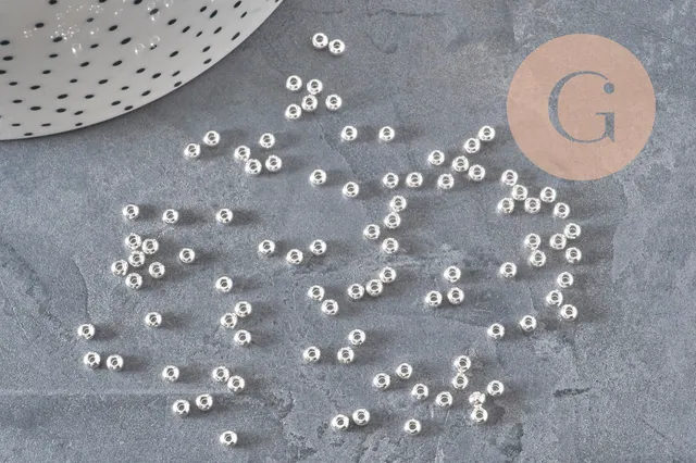 Gingerlily Perles DIY perle ronde acier 3mm x10 argenté G11349