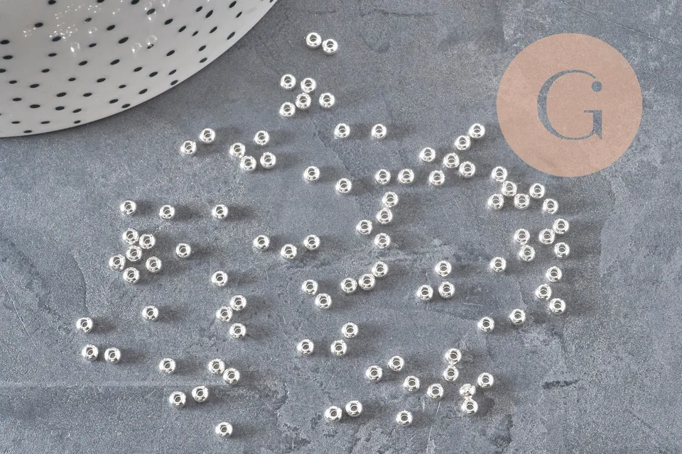 Gingerlily Perles DIY perle ronde acier 3mm x10 argenté G11349