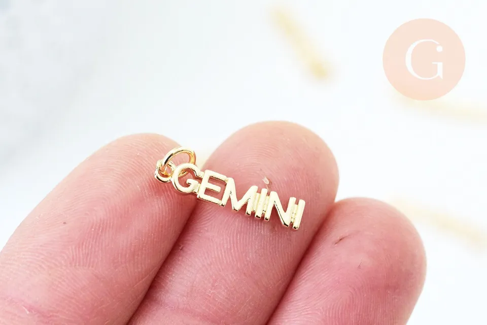 Gingerlily Pendentifs DIY Breloque Gémeaux Doré 18K 19mm