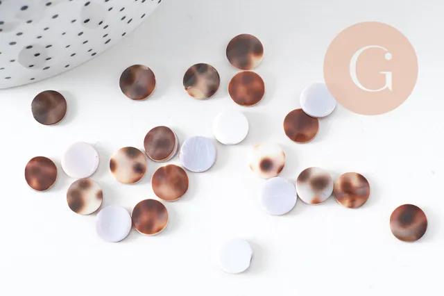 Gingerlily cabochon rond nacre léopard 10mm x10 G5059