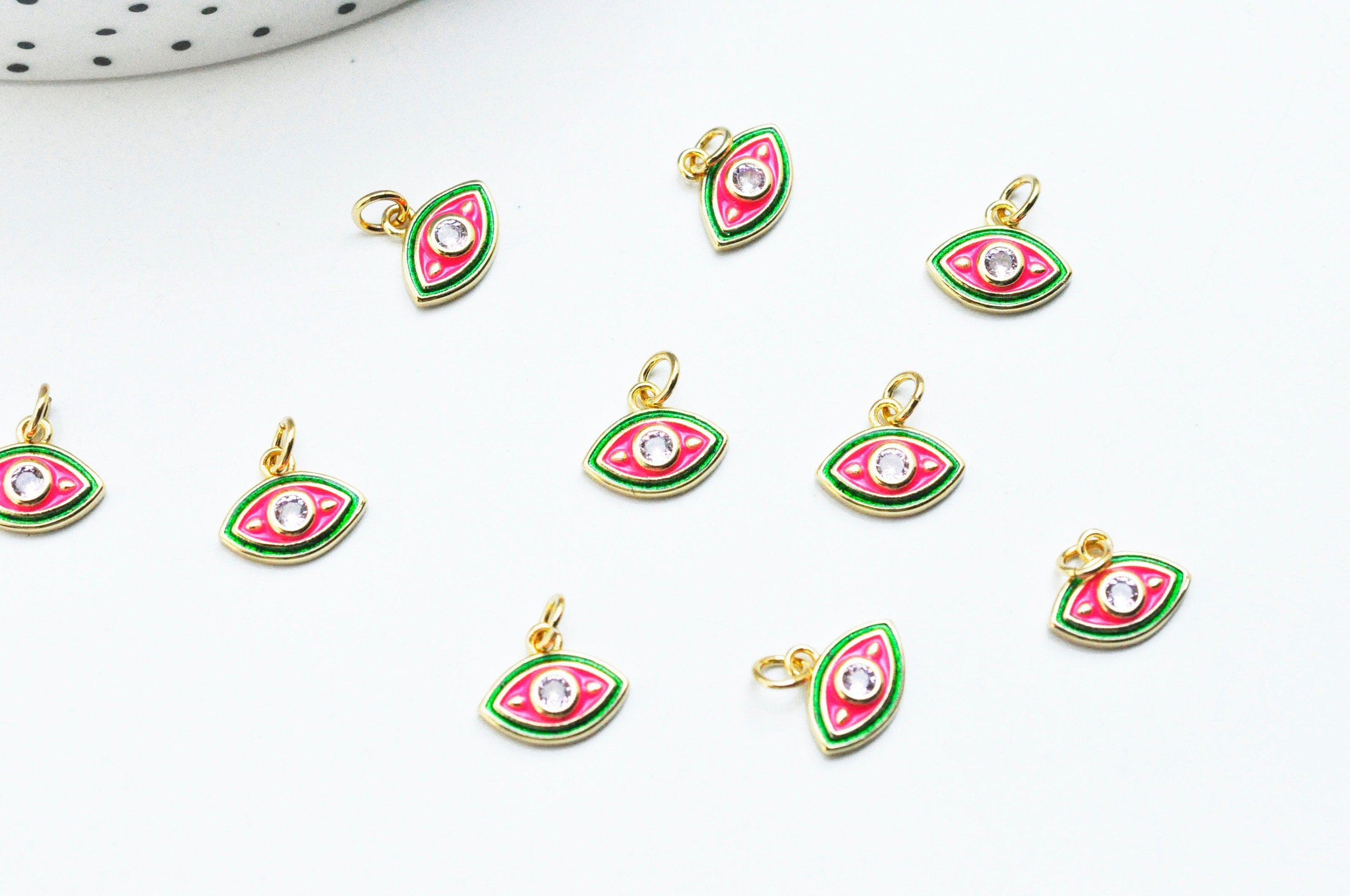 Gingerlily Petit oeil G5018 pendentif doré 13 mm émail x1
