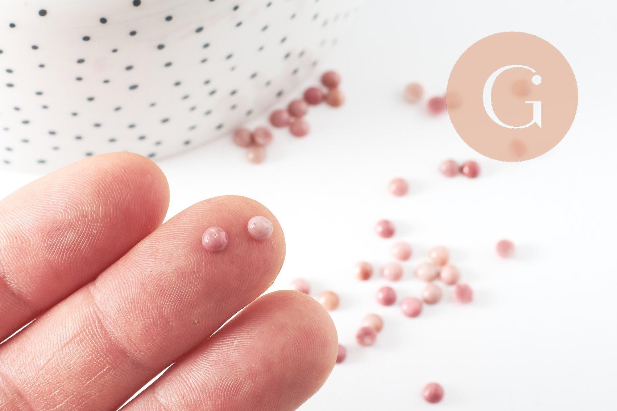 Gingerlily Rhodonite cabochon rond 4mm pierre naturelle rose