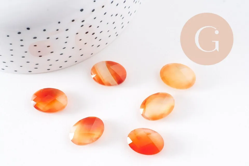 Gingerlily G10210 cabochon ovale agate orange 18x13mm facetté