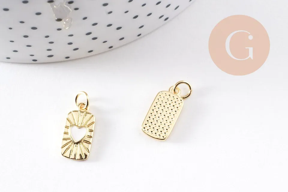 Gingerlily Pendentifs Cœur Nacre Laiton Doré 16.5mm x1
