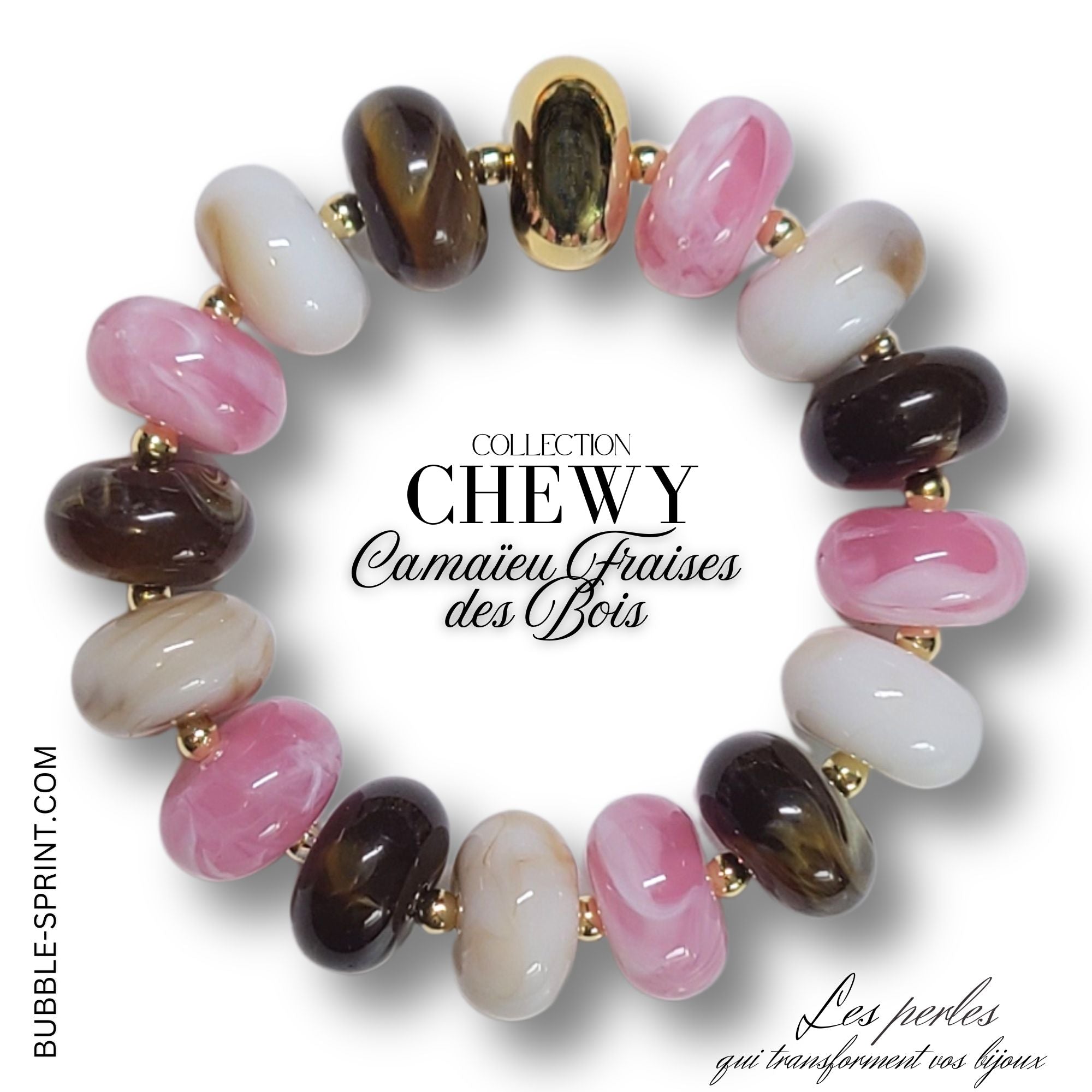 ARTSHOP Chewy bracelet fraises des bois monté acrylique