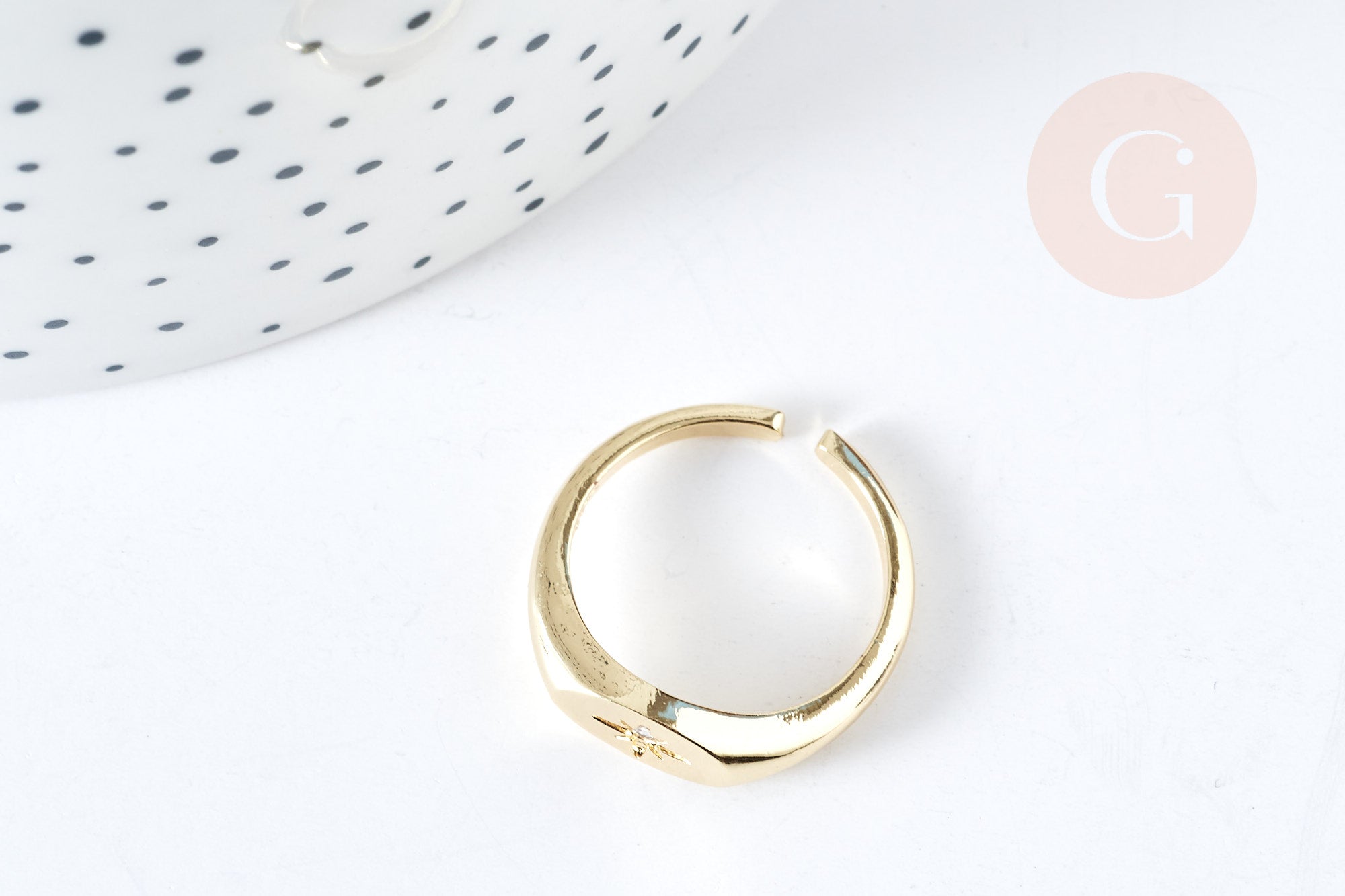 Gingerlily Bague chevalière étoile laiton doré 17.2mm
