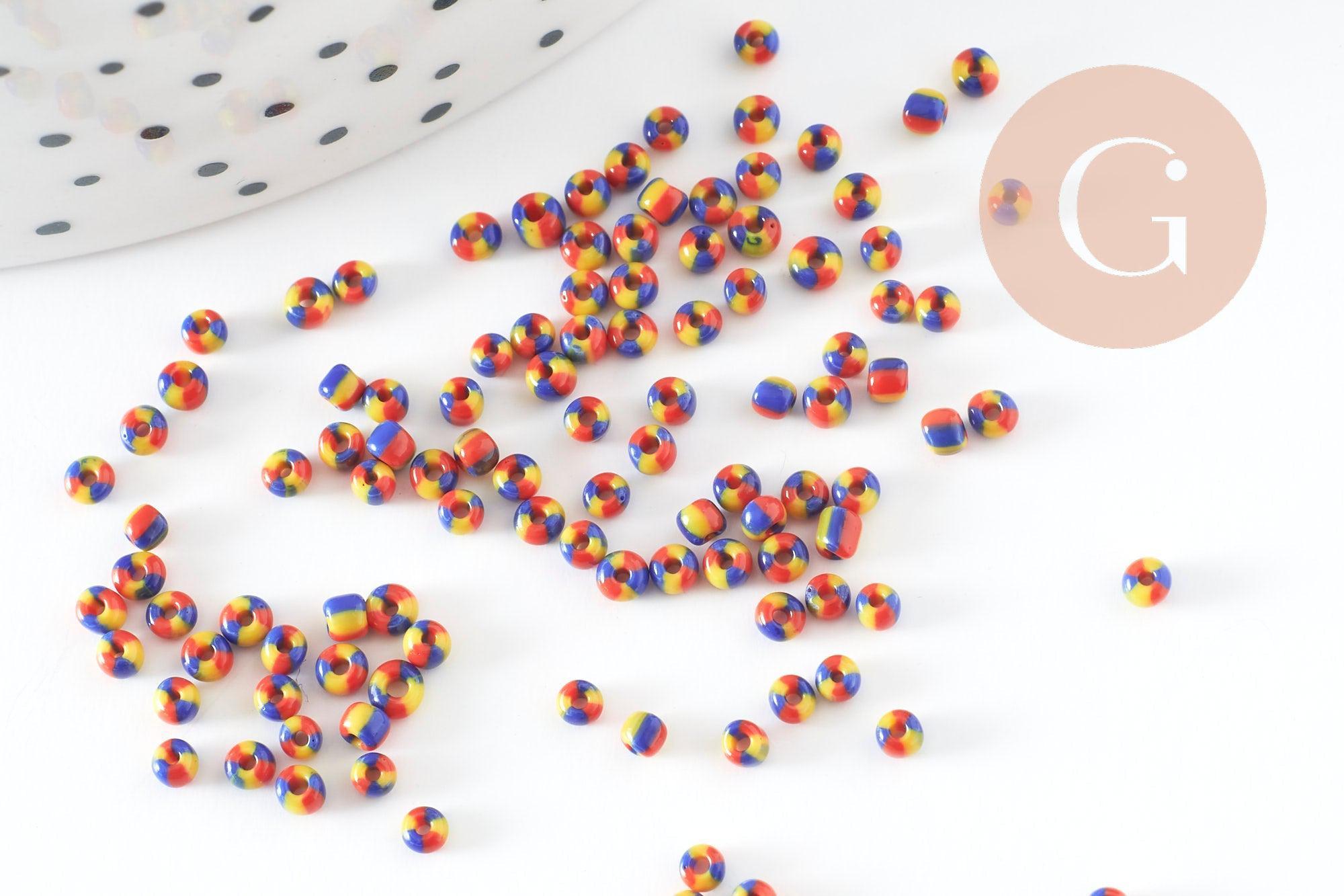 Gingerlily G9491 perles rocaille rayé verre 1,5mm 10g