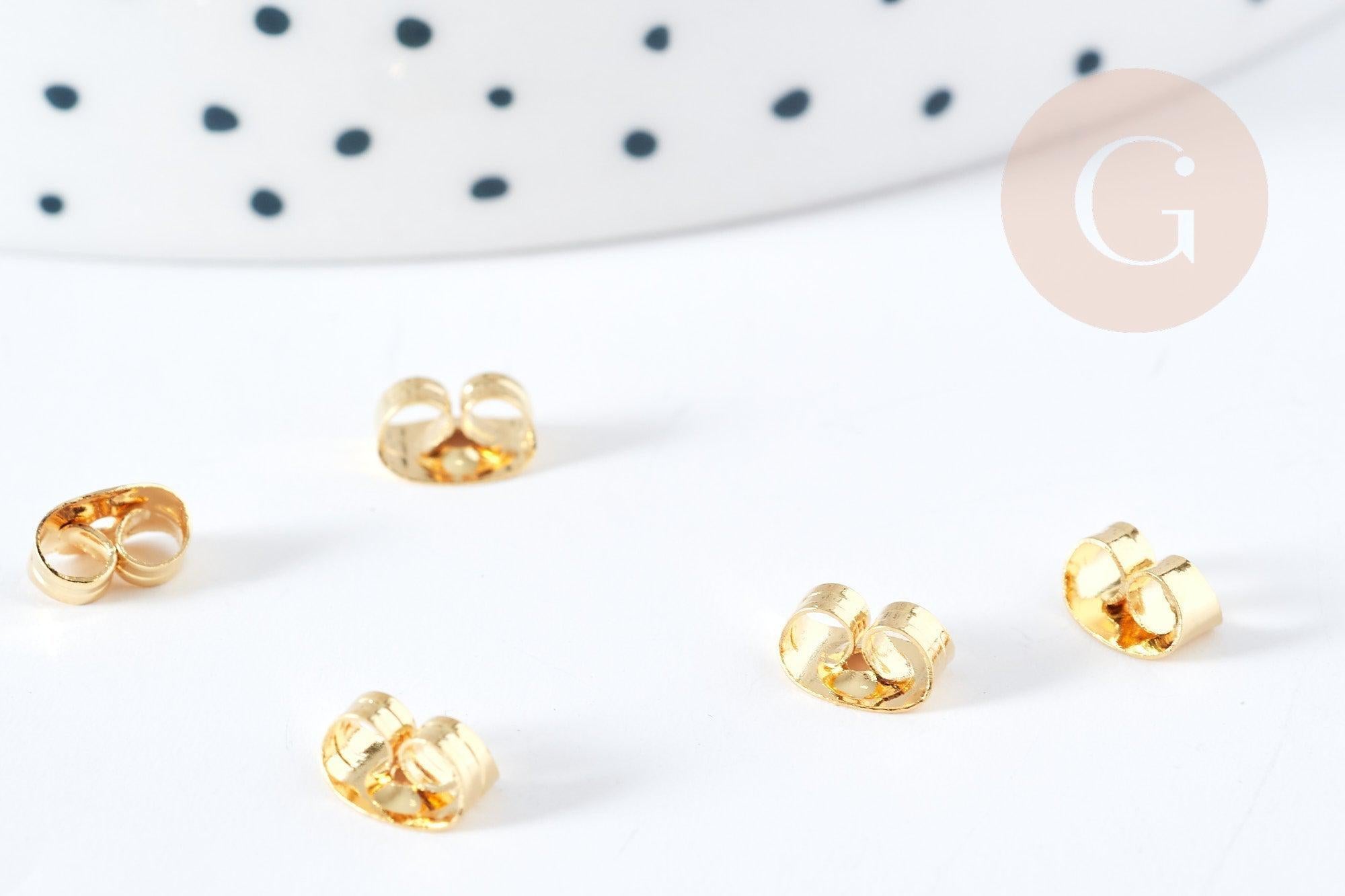 Gingerlily Accessoires puces ovales acier doré 9mm la paire