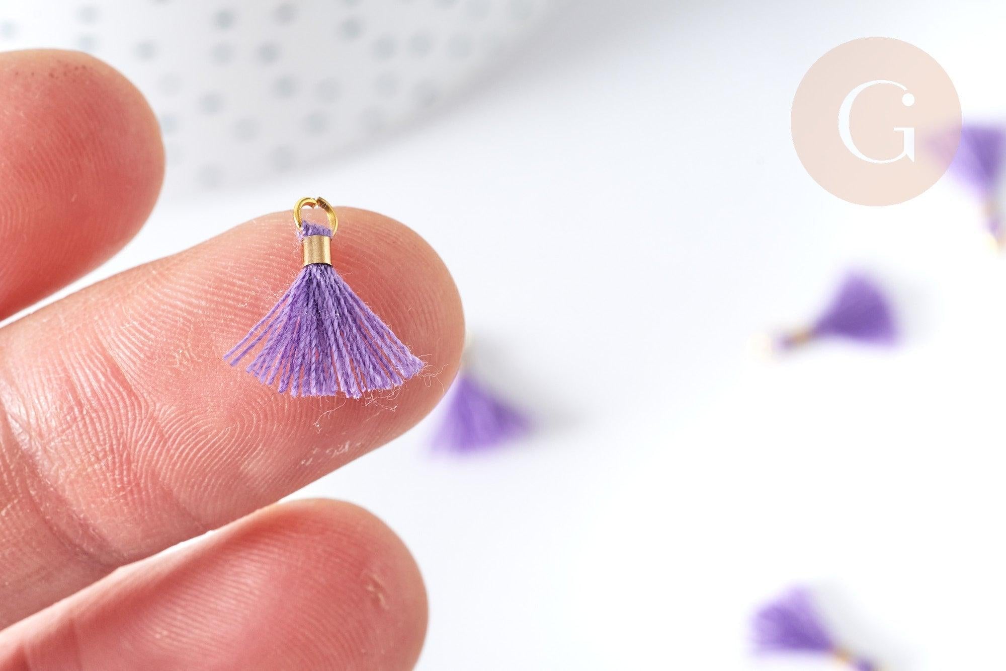 Gingerlily Pompons violets polyester support doré 10-15mm x10