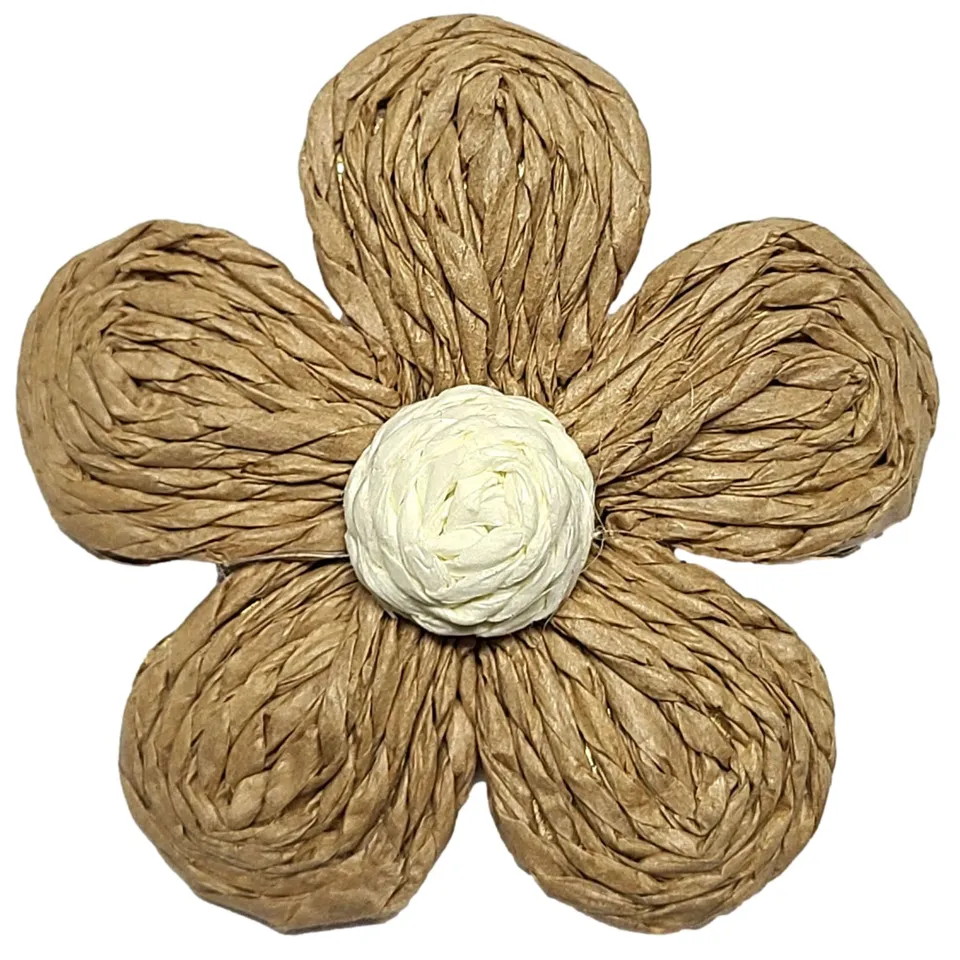 ARTSHOP Flower power 11 fleur Marguerite raphia ivoire x1 - 55 mm