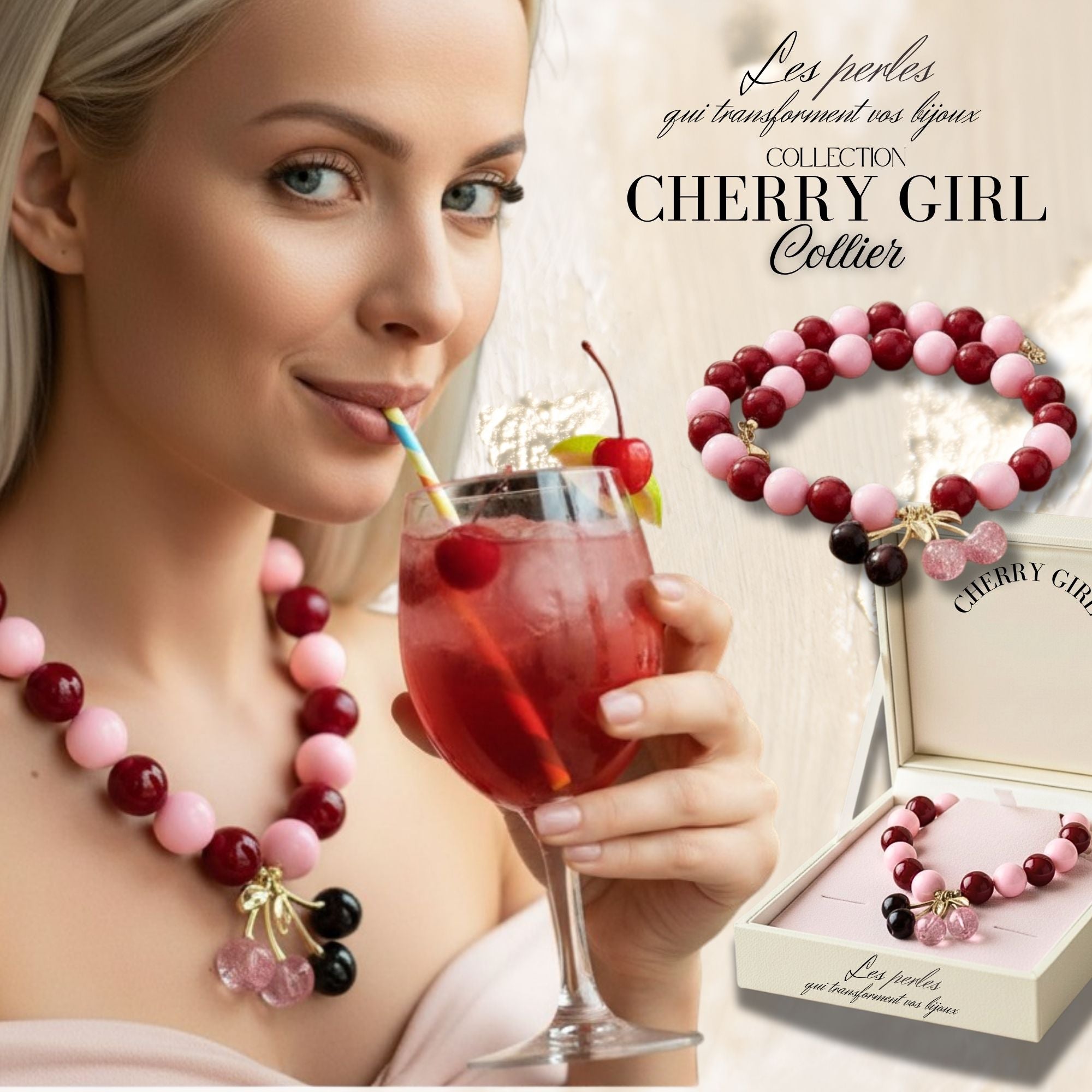 ARTSHOP Cherry Girl Rose collier perles kit à faire 48CM