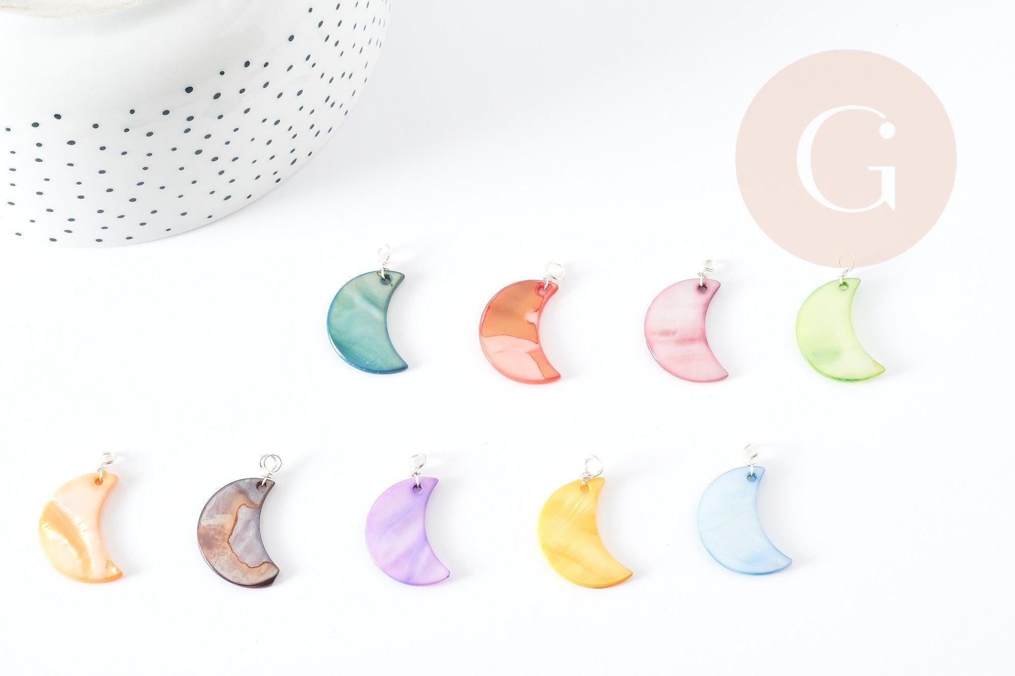 Gingerlily Pendentif lune G9155 nacre multicolore 28,5mm x1