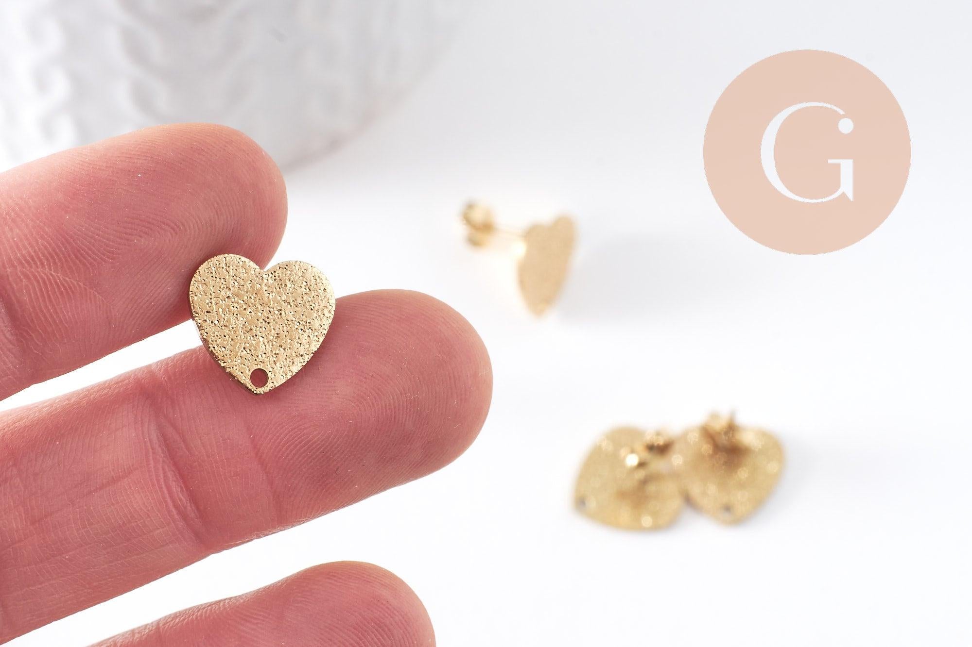 Gingerlily Apprêts G10371 puces coeur doré 13 mm la paire